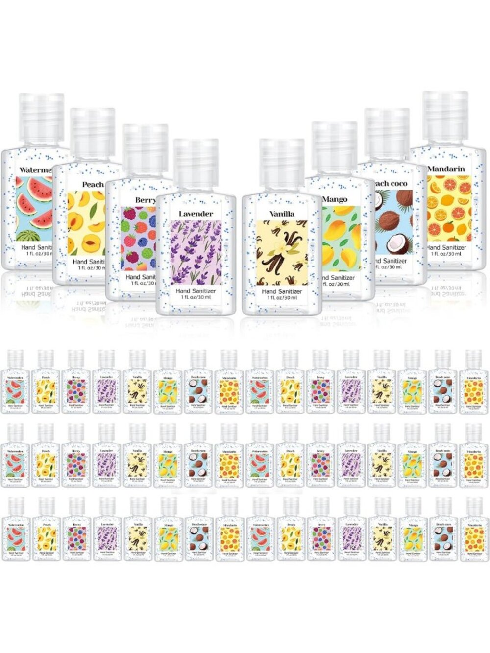 72 Pack Mini Hand Sanitizers - 1oz Travel Size, Portable Pocket-Friendly Bulk
